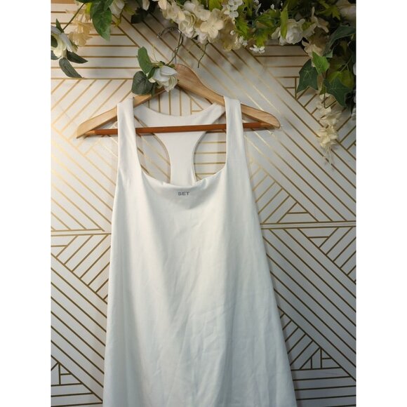 SET ACTIVE Women's White Athletic Dress Sleeveless Shorts Attached Size Large - Picture 2 of 7